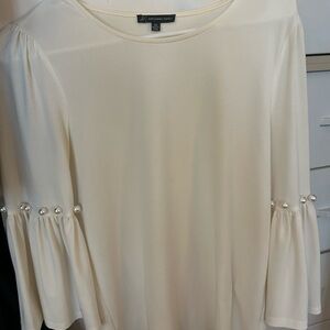 Adrianna Papell Cream Blouse with Pearl Details